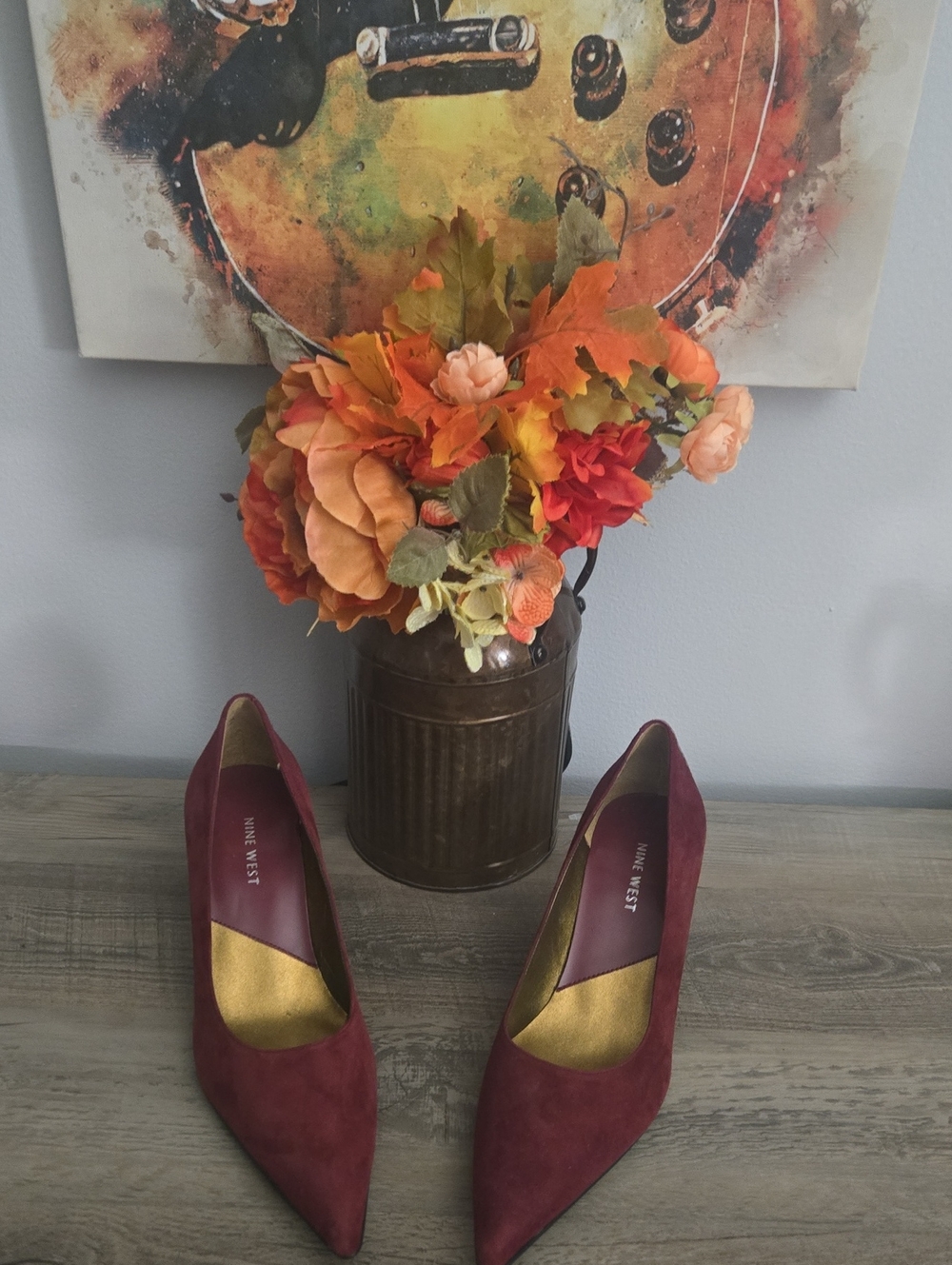 Nine West Wine Pointed-Toe Suede Pumps